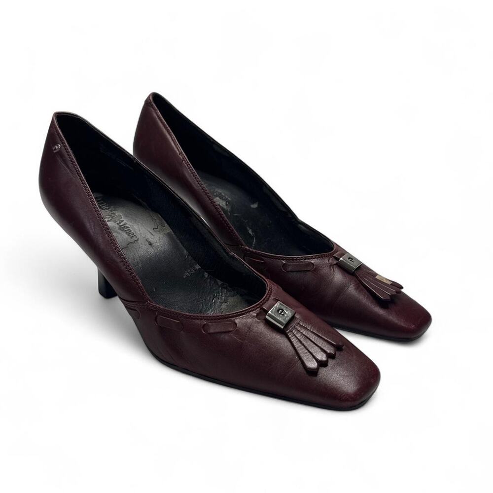 Burgundy leather mules -  pumps with tassel detail Eileen aligner size 7 Y2K